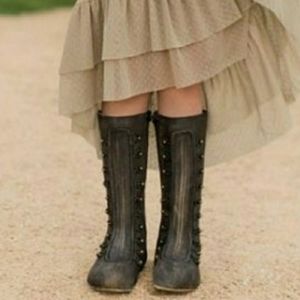 Girls Joyfolie Emelyn Black  Distressed Boots SZ 5